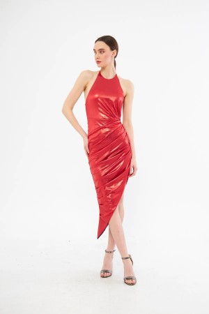 GLORY Of GİZA [Metalıc Elbise Asimetrik Yırtmaç Detaylı ]